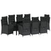 Set de masă pentru grădină cu pernă 9 pcs Negru poliratan - WALTI WALTI