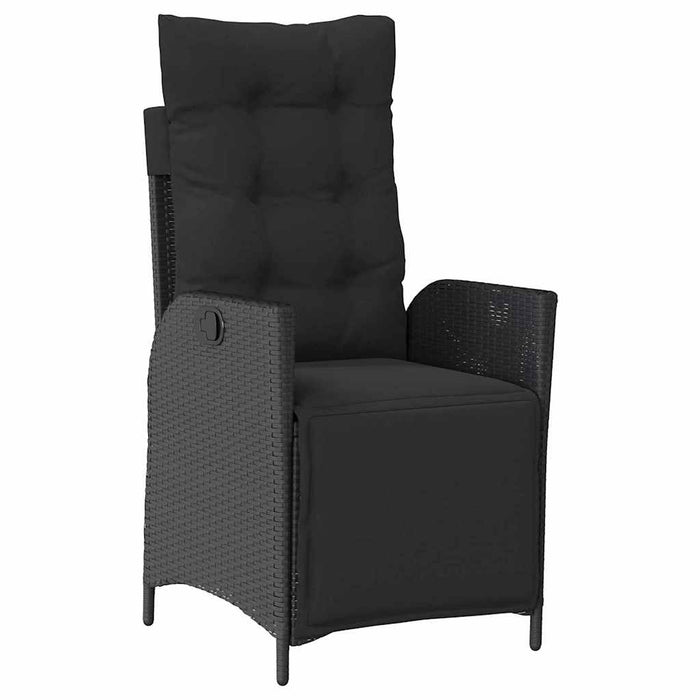 Set de masă pentru grădină cu pernă 9 pcs Negru poliratan - WALTI WALTI