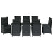 Set de masă pentru grădină cu pernă 9 pcs Negru poliratan - WALTI WALTI