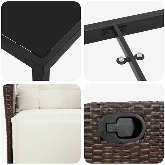Set de masă pentru grădină cu pernă 7 pcs Maro poliratan - WALTI WALTI