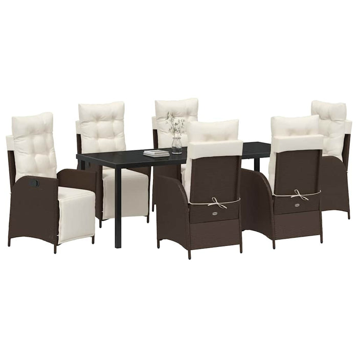 Set de masă pentru grădină cu pernă 7 pcs Maro poliratan - WALTI WALTI