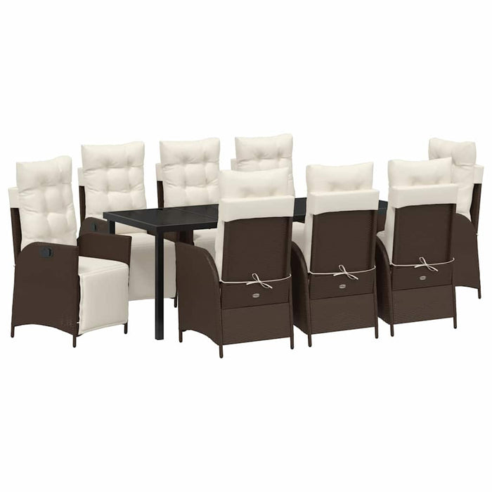 Set de masă pentru grădină cu pernă 9 pcs Maro poliratan - WALTI WALTI