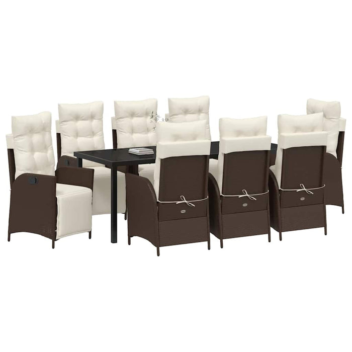 Set de masă pentru grădină cu pernă 9 pcs Maro poliratan - WALTI WALTI