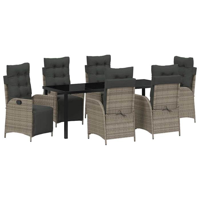 Set de masă pentru grădină cu pernă 7 pcs Gri poliratan - WALTI WALTI