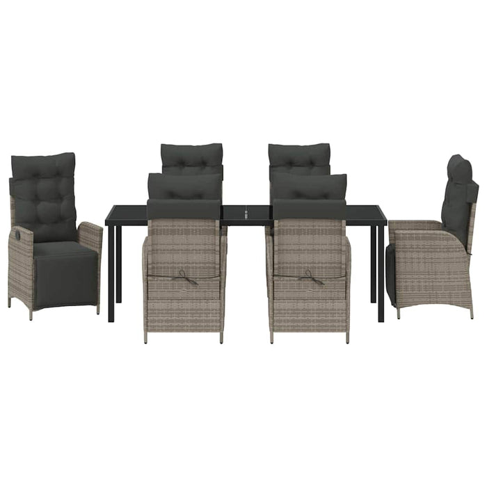 Set de masă pentru grădină cu pernă 7 pcs Gri poliratan - WALTI WALTI