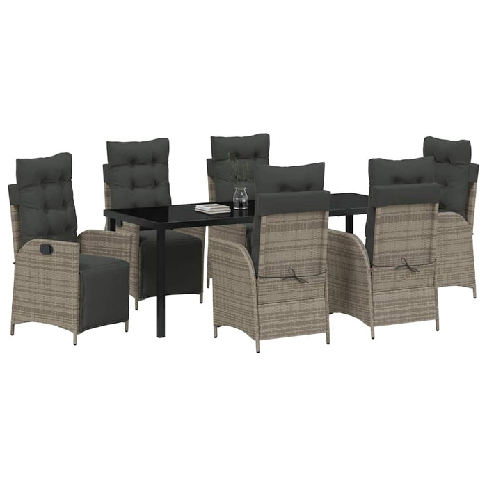 Set de masă pentru grădină cu pernă 7 pcs Gri poliratan - WALTI WALTI