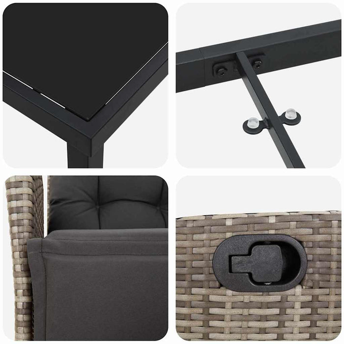 Set de masă pentru grădină cu pernă 9 pcs Gri poliratan - WALTI WALTI