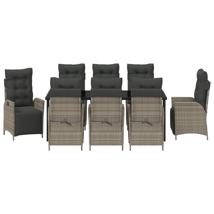 Set de masă pentru grădină cu pernă 9 pcs Gri poliratan - WALTI WALTI
