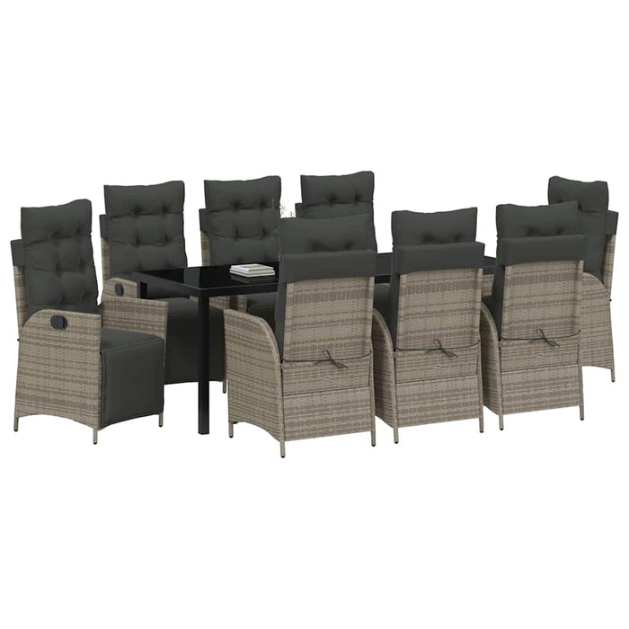 Set de masă pentru grădină cu pernă 9 pcs Gri poliratan - WALTI WALTI