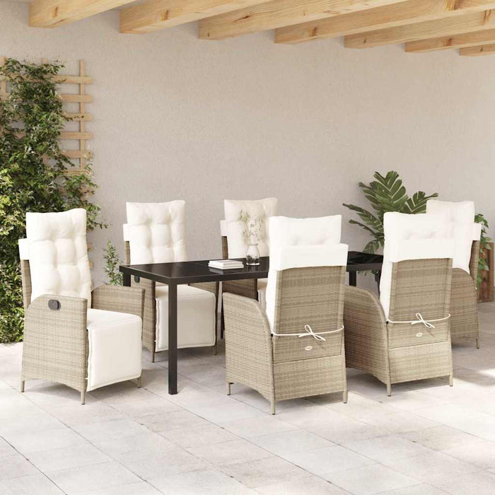 Set de masă pentru grădină cu pernă 7 pcs Bej poliratan - WALTI WALTI