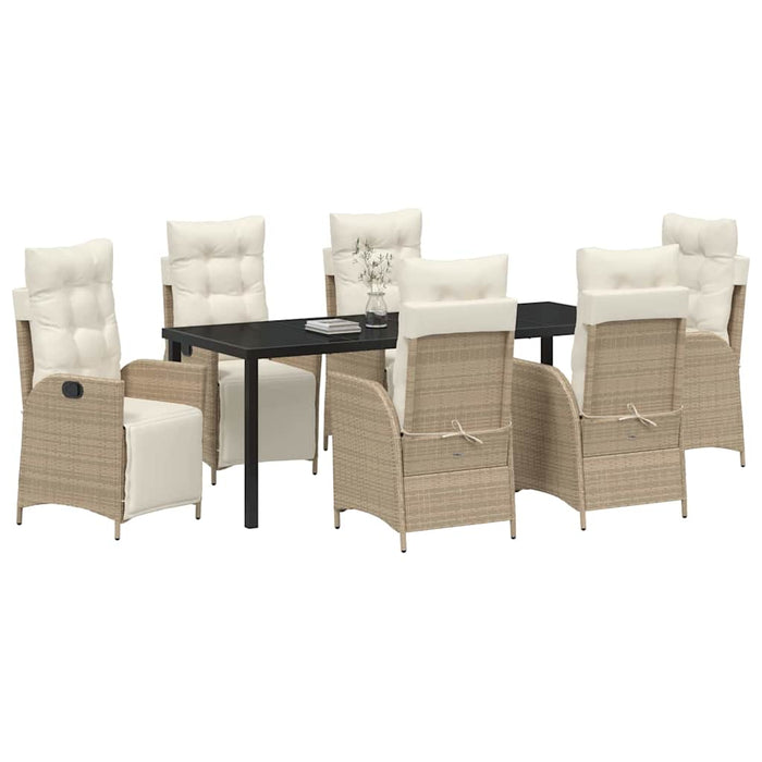 Set de masă pentru grădină cu pernă 7 pcs Bej poliratan - WALTI WALTI