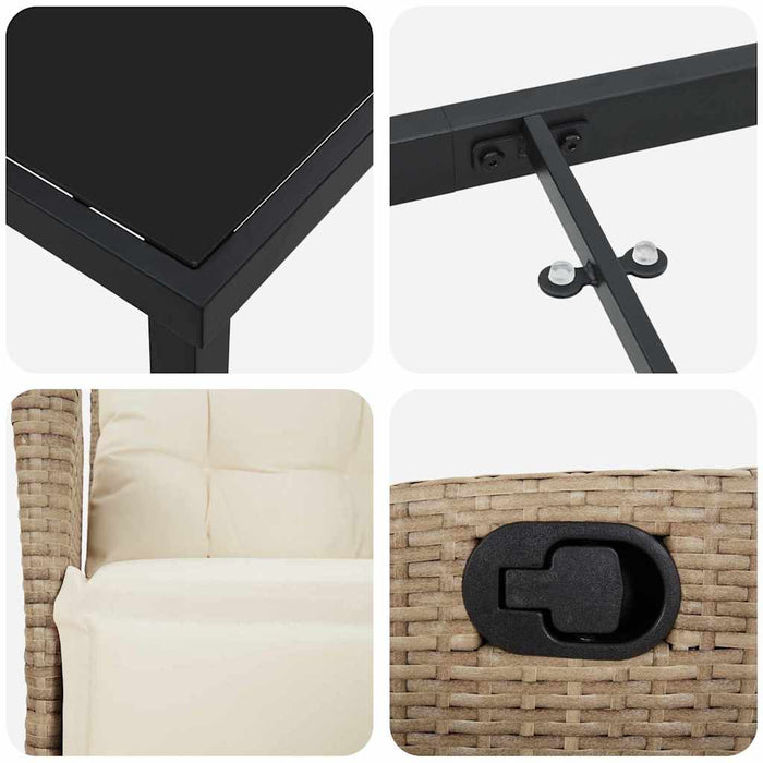 Set de masă pentru grădină cu pernă 9 pcs Bej poliratan - WALTI WALTI