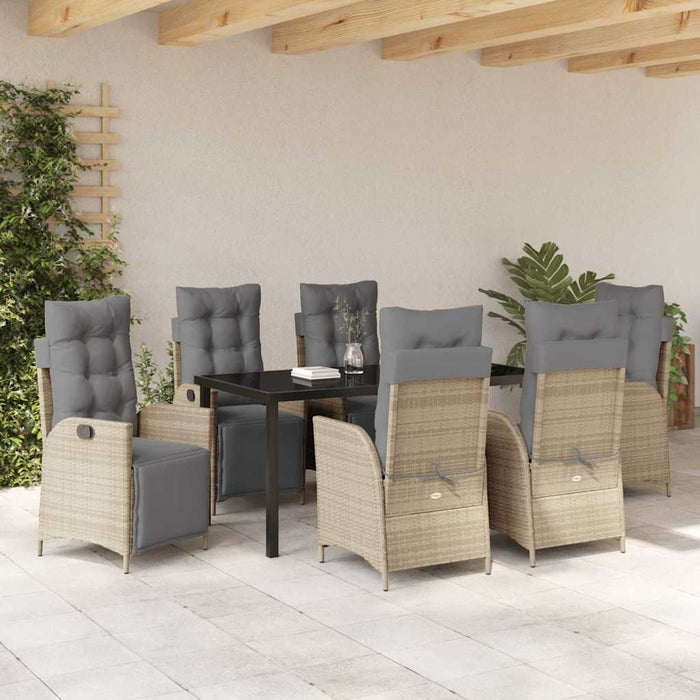 Set de masă pentru grădină cu pernă 7 pcs Bej poliratan - WALTI WALTI