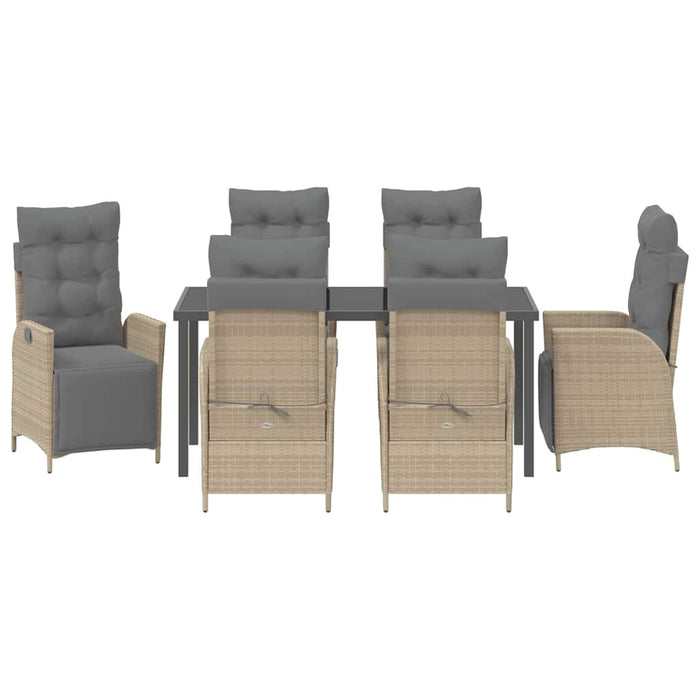 Set de masă pentru grădină cu pernă 7 pcs Bej poliratan - WALTI WALTI