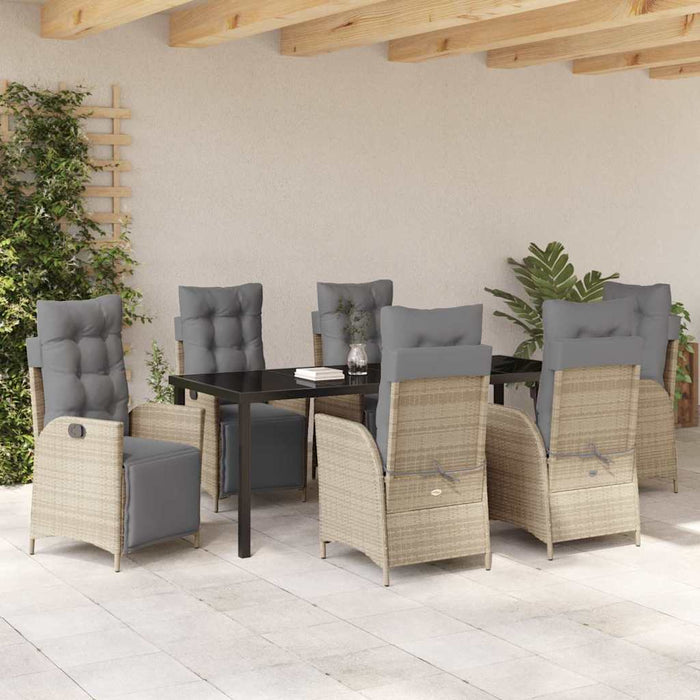 Set de masă pentru grădină cu pernă 7 pcs Bej poliratan - WALTI WALTI