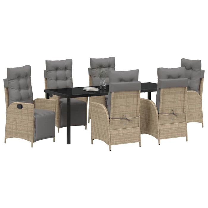 Set de masă pentru grădină cu pernă 7 pcs Bej poliratan - WALTI WALTI
