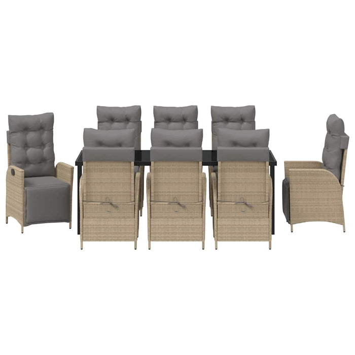 Set de masă pentru grădină cu pernă 9 pcs Bej poliratan - WALTI WALTI