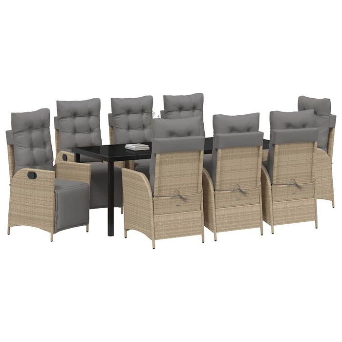 Set de masă pentru grădină cu pernă 9 pcs Bej poliratan - WALTI WALTI