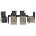 Set de masă pentru grădină cu pernă 7 pcs Gri deschis poliratan - WALTI WALTI