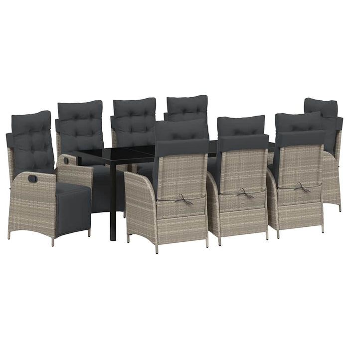 Set de masă pentru grădină cu pernă 9 pcs Gri deschis poliratan - WALTI WALTI