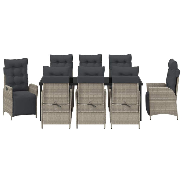 Set de masă pentru grădină cu pernă 9 pcs Gri deschis poliratan - WALTI WALTI