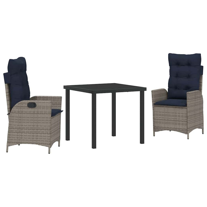 Set de masă pentru grădină cu pernă 3 pcs Gri și negru Ratan - WALTI WALTI