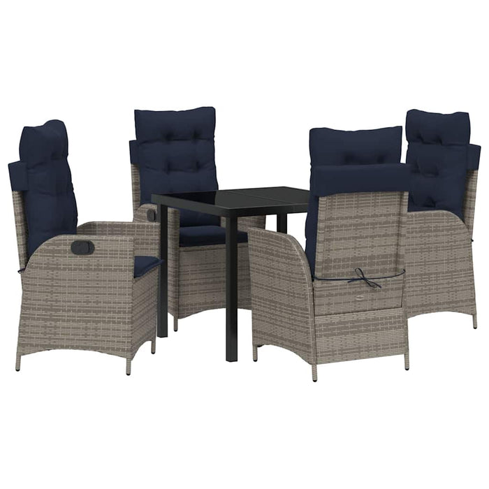 Set de masă pentru grădină cu pernă 5 pcs Gri și negru Ratan - WALTI WALTI