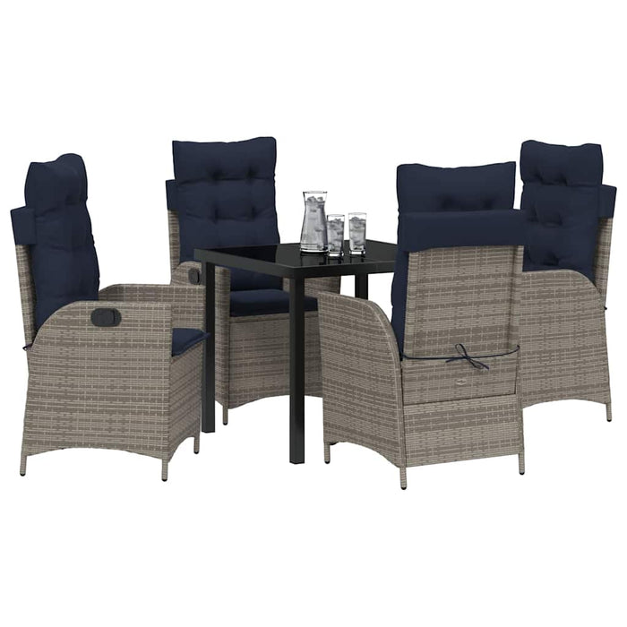 Set de masă pentru grădină cu pernă 5 pcs Gri și negru Ratan - WALTI WALTI
