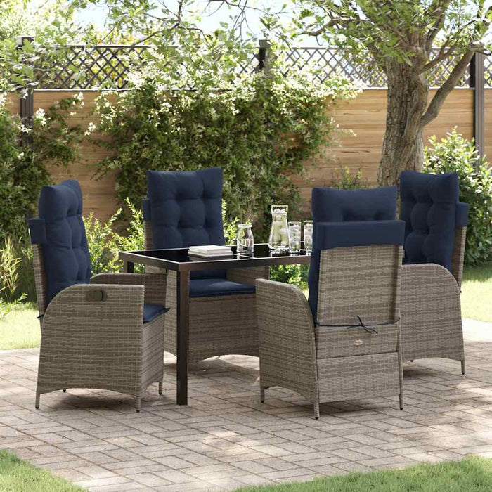 Set de masă pentru grădină cu pernă 5 pcs Gri și negru Ratan - WALTI WALTI