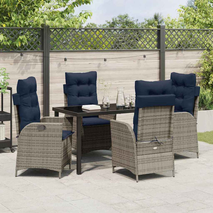Set de masă pentru grădină cu pernă 5 pcs Gri și negru Ratan - WALTI WALTI