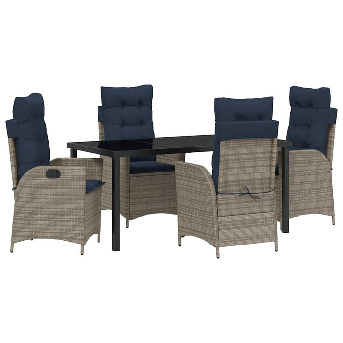 Set de masă pentru grădină cu pernă 5 pcs Gri și negru Ratan WALTI