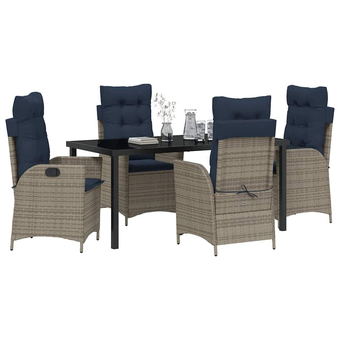 Set de masă pentru grădină cu pernă 5 pcs Gri și negru Ratan WALTI