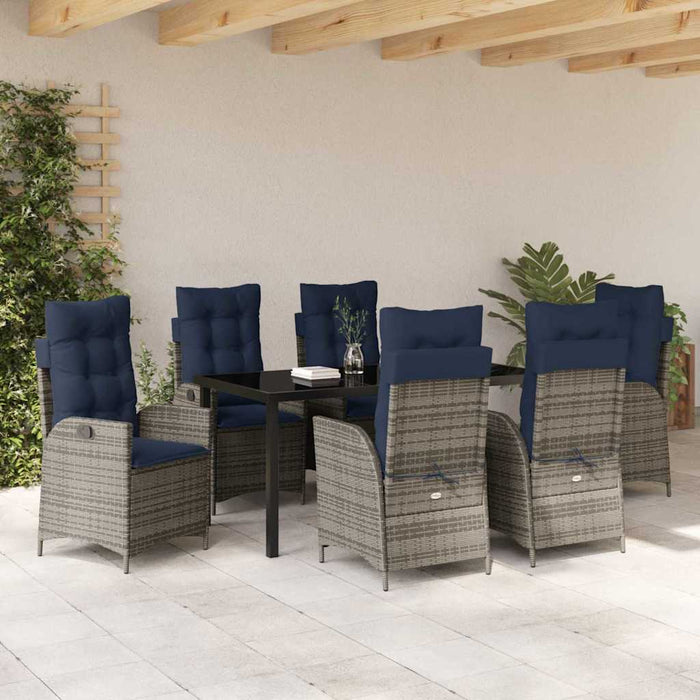 Set de masă pentru grădină cu pernă 7 pcs Gri și negru Ratan WALTI