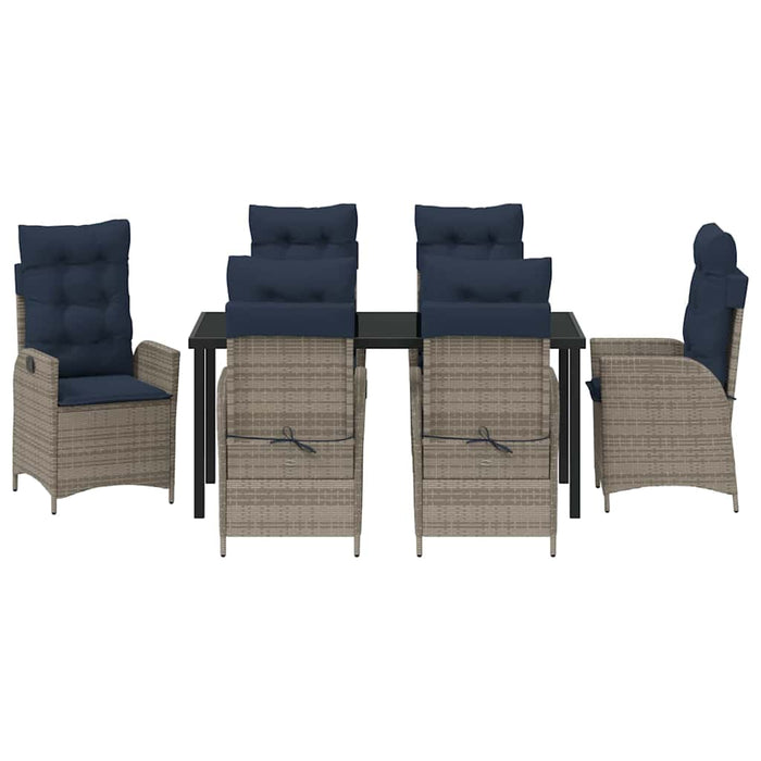 Set de masă pentru grădină cu pernă 7 pcs Gri și negru Ratan WALTI