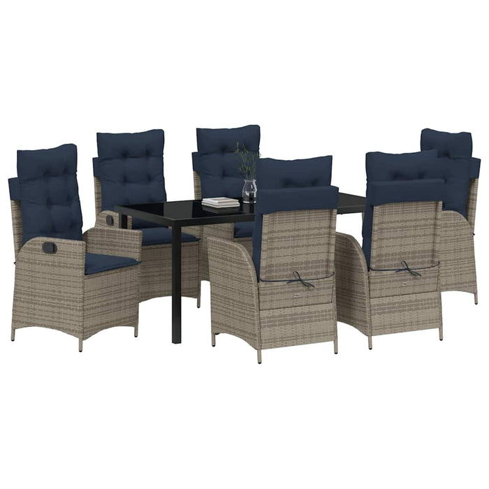 Set de masă pentru grădină cu pernă 7 pcs Gri și negru Ratan WALTI