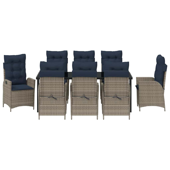 Set de masă pentru grădină cu pernă 9 pcs Gri și negru Ratan - WALTI WALTI
