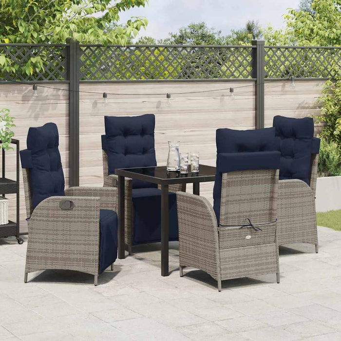 Set de masă pentru grădină cu pernă 5 pcs Gri și negru Ratan - WALTI WALTI