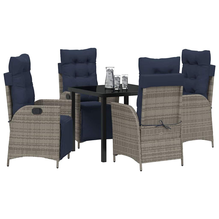 Set de masă pentru grădină cu pernă 5 pcs Gri și negru Ratan - WALTI WALTI