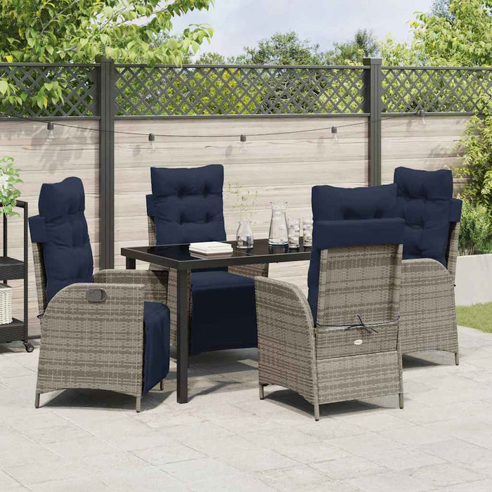 Set de masă pentru grădină cu pernă 5 pcs Gri și negru Ratan - WALTI WALTI