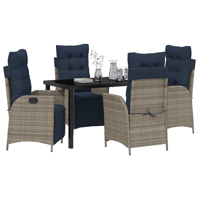 Set de masă pentru grădină cu pernă 5 pcs Gri și negru Ratan - WALTI WALTI