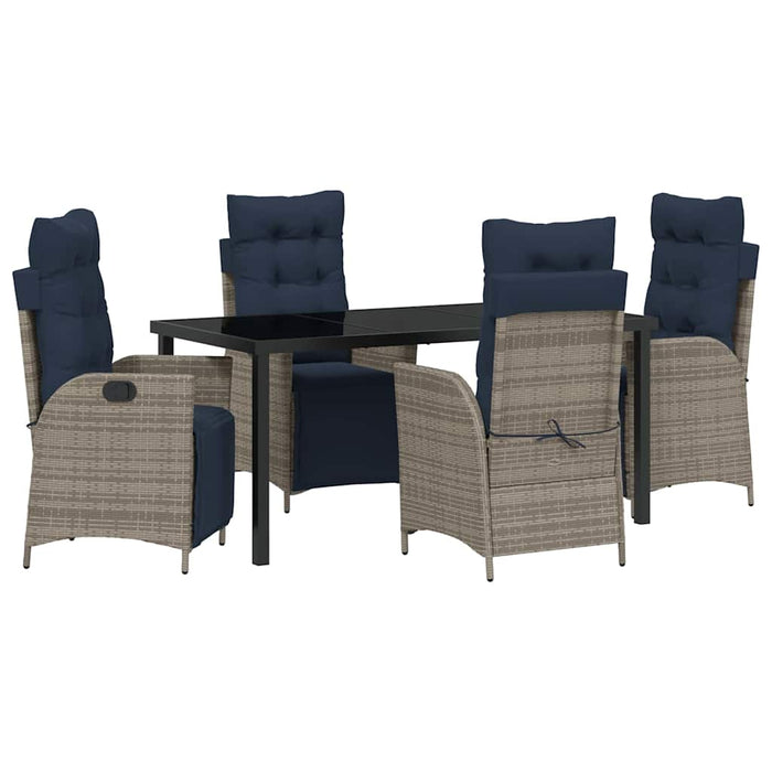 Set de masă pentru grădină cu pernă 5 pcs Gri și negru Ratan WALTI