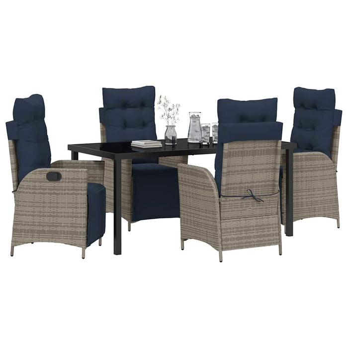 Set de masă pentru grădină cu pernă 5 pcs Gri și negru Ratan WALTI
