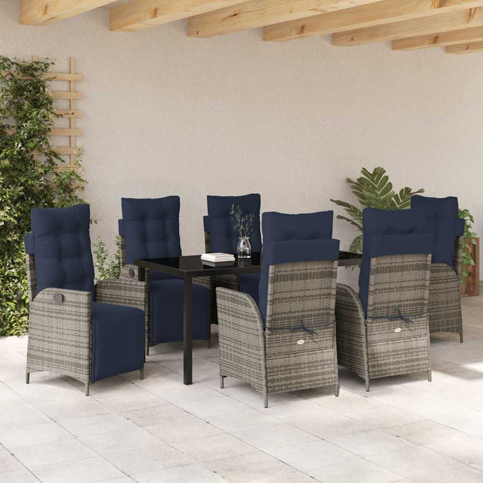 Set de masă pentru grădină cu pernă 7 pcs Gri și negru Ratan WALTI