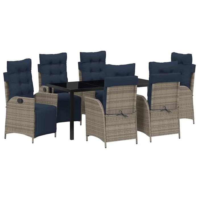 Set de masă pentru grădină cu pernă 7 pcs Gri și negru Ratan WALTI