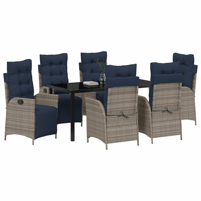 Set de masă pentru grădină cu pernă 7 pcs Gri și negru Ratan WALTI