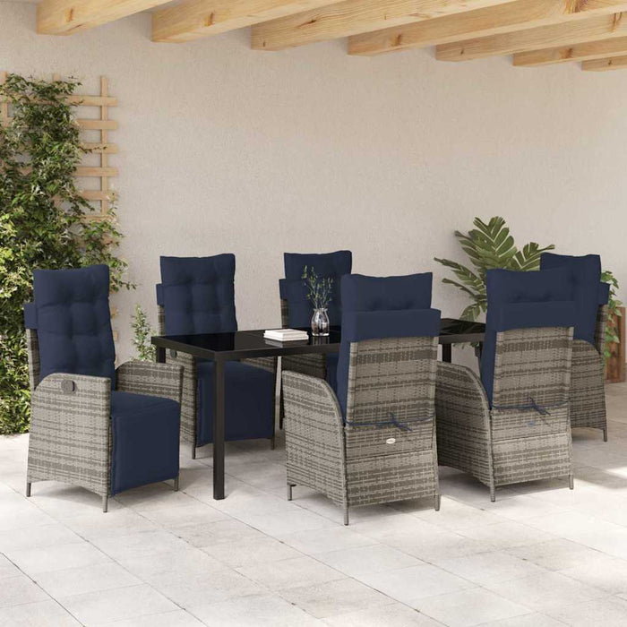 Set de masă pentru grădină cu pernă 7 pcs Gri și negru Ratan - WALTI WALTI