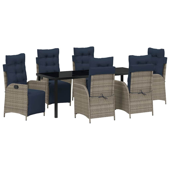 Set de masă pentru grădină cu pernă 7 pcs Gri și negru Ratan - WALTI WALTI