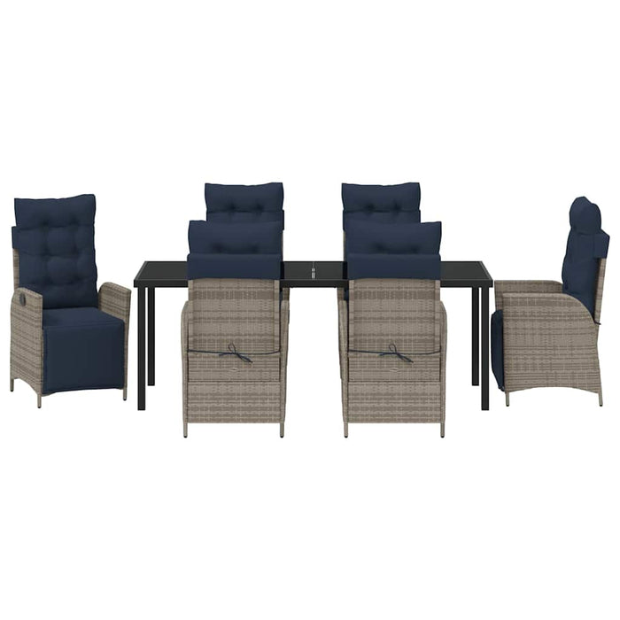 Set de masă pentru grădină cu pernă 7 pcs Gri și negru Ratan - WALTI WALTI