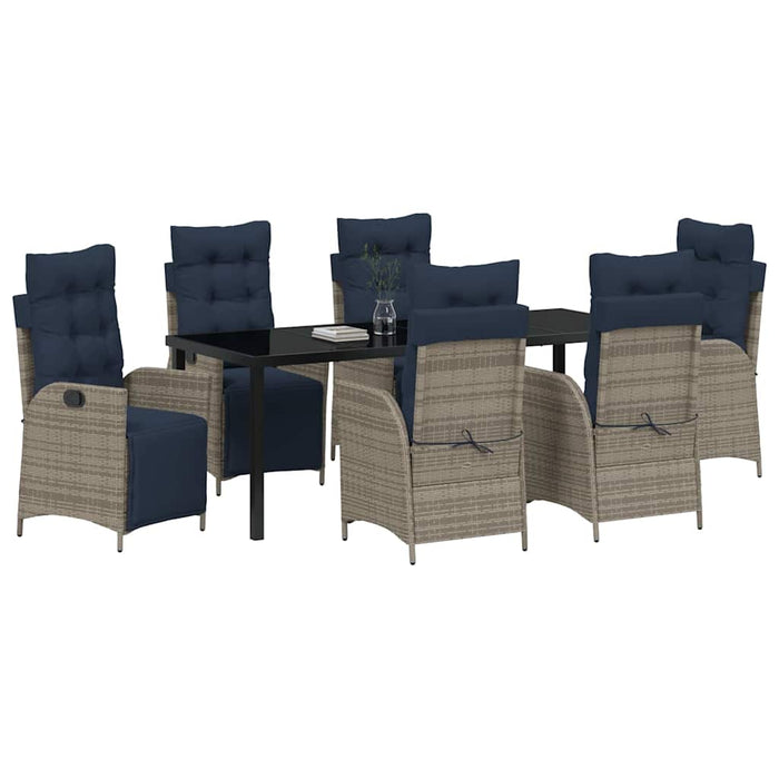 Set de masă pentru grădină cu pernă 7 pcs Gri și negru Ratan - WALTI WALTI