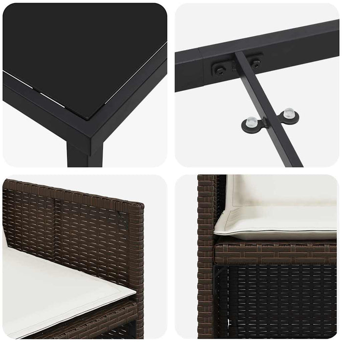 Set de masă pentru grădină 5 pcs Maro poliratan WALTI